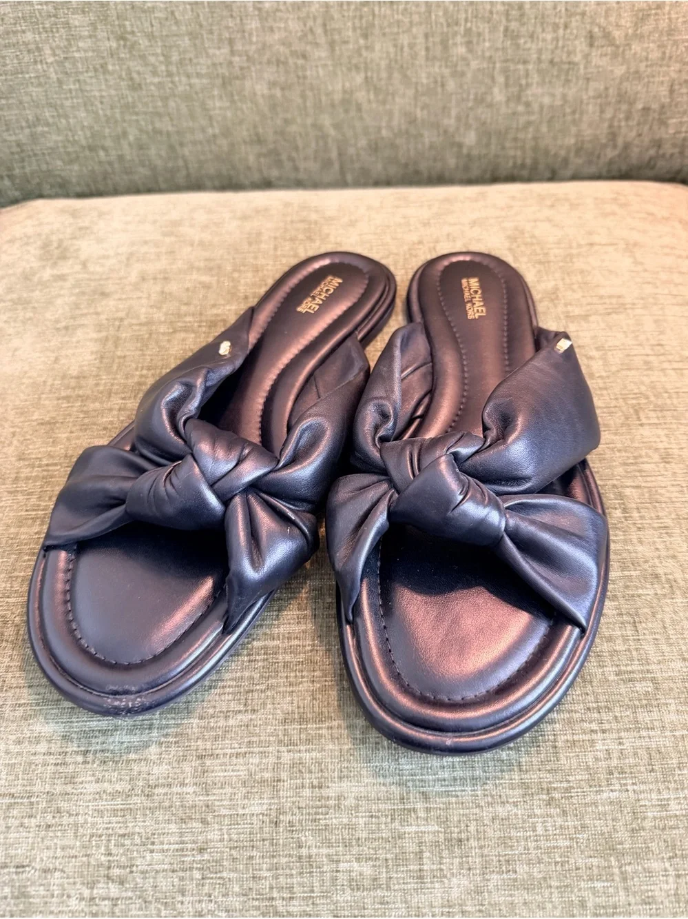 Michael Kors Women’s Black Knotted Slide Sandals